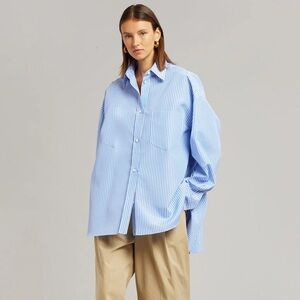 The Frankie Shop Georgia Striped Oversized Shirt 100% Cotton Size XS/S